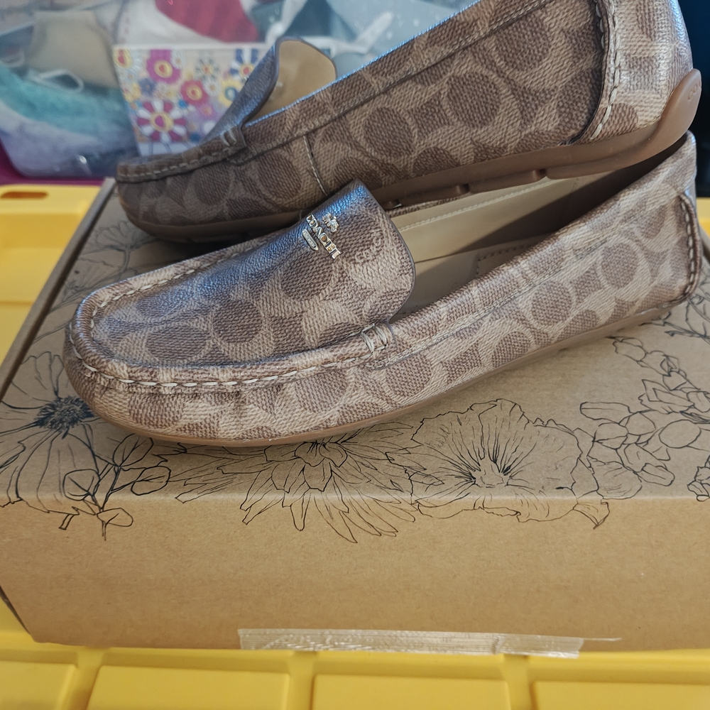 Coach Signature Pattern Tan Loafers